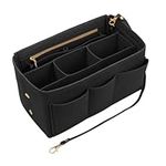 Nircho Handbag Organiser Insert, Multi-Pocket Felt Toiletry Bag Insert Storage Pouch Tote Bag Insert Large Capacity Women Travel Makeup Organizer Tote Bag Insert, Black