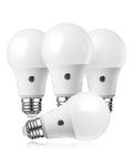 EDISHINE Dusk to Dawn Light Bulbs, Outdoor LED Light Bulb, Dual External Sensor Light, Automatic On/Off, 5000K Daylight Glow, 800LM Bright Light Bulb, 9W(60W Equivalent), E26 Base, 4-Pack, UL Listed