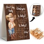 Don't Say Baby Clothespin Games,Cowboy Baby Shower Game (Pack of 1 Sign and 50 Mini Clothespins),Baby Shower Decorations,Baby Shower Game Gender Neutral,Party Favors Supplies - 08