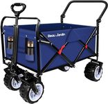 BEAU JARDIN Festival Trolley Camping Garden Beach Trolley 200KG All Terrain Utility Wagon Folding Trolley with Cup Holders Adjustable Handle Collapsible Wagon Outdoor Shopping Picnic Foldable Cart