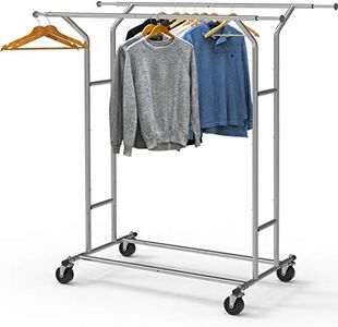 SimpleHouseware Heavy Duty Double Rail Clothing Garment Rack, Chrome