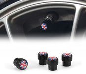 Heinmo For Cooper F/R series Car Tire Wheel Stem Air Valve Cap Dust Cover-tire valve stem caps Union Jack 4 Pcs (BK-Red rice)