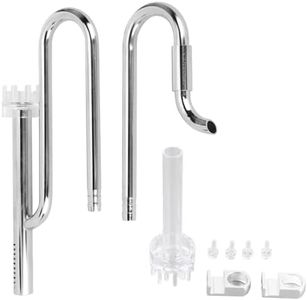 2 Pcs Stainless Steel Pipe Surface Skimmer Aquarium Inflow and Outflow Pipe Set with 3 Accessories and 8 Screw for Water Plant Tank (16 Pipe Surface Skimmer)