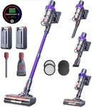 Cordless Vacuum Cleaner, 2 Batteries 110 Mins Runtime Vacuum Cleaners for Home, 40KPA 450W Stick Vacuum with Brushless Motor, Automatically Adjust Suction, Handheld Vacuum for Pet Hair/Carpet/Floor