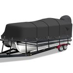 Cerumute Pontoon Boat Cover, Heavy Duty 900D Waterproof Pontoon Cover with Motor Cover and Windproof Adjustable Metal Buckle, 17-20 ft, Black