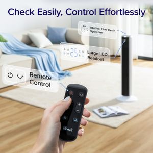 LEVOIT Silent Tower Fan – 20dB, 26ft/s, DC Motor, Remote, 12 Speeds, 90° Oscillation