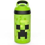 Minecraft Atlantic Mobs Head Water Bottle | Boys Girls | Adults | School Office Work | Multi | Green/Black, 450 ML