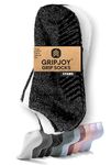 Gripjoy Non Slip Socks for Women and Men (3 pairs) - Low Cut Grip Socks for Hospital, Yoga, Pilates, Pure Barre (Large (Women's 9-14, Men's 8-12), Black)