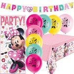 Minnie Mouse Birthday Party Supplies Decorations - 1 Table Cloth 8 Balloons 1 "Add An Age" Banner 1 Backdrop / Door Poster | Minnie Mouse Party Supplies