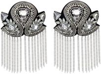 1pair Beaded Rhinestones Blazer Epaulet Kpop Fringe Tassel Metal Shoulder Epaulette Spikes Brooch Women Men Suit Accessories