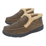 Clarks Men's Suede Leather Sherpa Lined Ankle Bootie Slippers - Indoor/Outdoor Slip-Ons - Comfy & Durable Ankle Boots with Plush Lining Padded Insole & Gripped Rubber Outsoles, Sage, 10