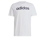 adidas Men's Essentials Single Jersey Linear Embroidered Logo T-shirt Short Sleeve T-Shirt, White/Black, M