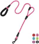 Rope Dog Leash 6ft long,Traffic Padded Two Handle,Heavy Duty,Reflective Double Handles Lead for Control Safety Training,Leashes for Large Dogs or Medium Dogs,Dual Handles Leads(Pink)