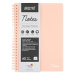 Brustro Notes A5 Size, 1 Subject Ruled Notebook, 80 sheets / 160 pages, 70 gsm ivory paper, Caramel Cover, Wiro Bound Design, Rounded Corners, Micro-Perforated Sheets with One Convenient PP Pocket