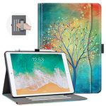 Vimorco iPad 9th/8th/7th Generation Case, iPad 10.2 Case with Pencil Holder/Hand Strap/Pocket, 10.2 Inch iPad Case Adjustable Angle, Auto Sleep/Wake iPad Cover 9th Generation, Oil Painting Tree