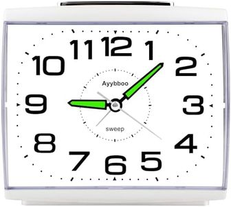 Ayybboo Reloj Despertador Analógico, Despertador Silencio con Luz Sin Tictac Reloj de Mesa Simple con Snooze Reloj Despertador Dormitorio Estudio Despertadores para Niños (Blanco)