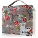 Shulaner 120 Slot Pencil Case with 3 Compartments, Large Capacity Butterflies and Rose Pattern Pencils Bag Waterproof PU Leather Pen Organizer Storage Holder - Gray