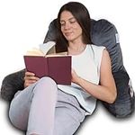 ComfortSpa Reading Pillow for Bed Adult Size, Back Rest Pillow with Arms, Pockets and Washable Cover; Use as a Back Pillow for Sitting in Bed for Bedrest or Relief from GERD Heartburn (Grey)