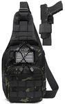 ATBP Concealed Carry Gun Holster Tactical Sling Backpack Bag for Men Pistol Holster Shoulder Bag (Black Camo)