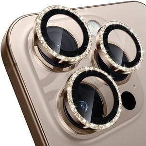 WSKEN for iPhone 16 Pro/iPhone 16 Pro Max Camera Lens Protector, [Original Shooting Model] Shatterproof Ultra HD Tempered Metal Glass Camera Screen Protector Cover Film Accessories, Glitter Gold