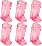 6Pcs Mini Cute Cowboy Boot Shot Glasses, 1oz Plastic Western Cowboy Mini Beer Mugs, Reusable Cowboy Boot Cups, for Cowboy Bachelorette Theme Party Supplies Wedding Decorations (Pink)