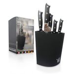 KOI ARTISAN Knife Storage Block - Birds Eye Shape Knife Block Without Knives - Designed to Safeguard Blades Holds Up to 10 Knives - Washable Removable Inner Part - Matt Black