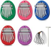 EASTROCK 8 Key Mini Kalimba, Finger Thumb Piano with Accessory Pendant Gift, Exquisite Finger Piano Ornaments Christmas Gift for Kid Adult Beginners 5 Set