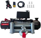 Electric Winch, 13,800 LB, 12V DC Truck Winch with 78 ft Synthetic Rope Aluminum Fairlead Wireless & Wired Remote Control, IP67 Waterproof for Towing Off-Road SUV Trailer Boat