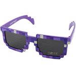 Pixel Kids Sunglasses Purple - Novelty Retro Gamer Geek Glasses for Boys and Girls Ages 6+ by EnderToys