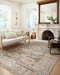 Loloi II Margot Collection MAT-03 Ocean / Spice 7'-6" x 9'-6", 3.8" Thick, Area Rug, feat.CloudPile, Soft, Durable, Printed, Medallion, Low Pile, Non-Shedding, Easy Clean, Living Room Rug