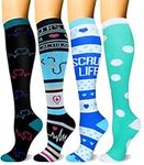 HLTPRO 4 Pairs Copper Compression Socks for Women and Men 20-30mmHg - Circulation Support for Travel, Nurse, Running