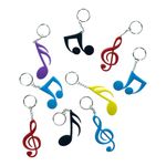 PartyErasers Music Themed Keyrings Keychains (Pack of 9 Keyrings - Treble Clef, Sixteenth Note & Beam Note - Random Colours!)