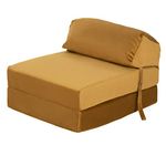 Loft 25 Sofa Bed Futon | Foam Filled Folding Chair | Soft Velvet Material | Ergonomically Designed Single Mattress Zbed (𝐓𝐮𝐫𝐦𝐞𝐫𝐢𝐜 𝐘𝐞𝐥𝐥𝐨𝐰)