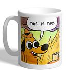 I Love Mugs - This is Fine Dog - Meme - Mug, Ceramic, 11fl.oz.