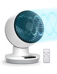 PARIS RHÔNE Air Circulator Fan with Remote, Small Oscillating Table Fan with 8-Hour Timer, 90-Degree Tilt, 3 Speeds, LED Display, Touch Control, Quiet Desktop Fan for Bedroom, Office, Home, Black