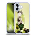 Head Case Designs Cat In A Wine Glass With Grapes Funny Animals Soft Gel Case Compatible With Apple iPhone 16