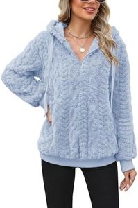 Yanekop Womens Oversized Sherpa Hoodie Christmas Sweaters Half Zip Pullover Fuzzy Winter Sweater Casual Zip Up Outerwear(D Grey Blue,M)