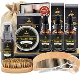 Beard Kit for Men Grooming & Care W/Beard Wash Shampoo,3 Pack Beard Oil,Beard Shaper,Beard Brush,Balm,Comb,Scissors,Beard Grooming Kit for Men Gift