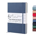 Beechmore Books Blank Sheet Music Notebook - A4 156 Thick Pages 8.5 x 11.5 inch, 10-Staff Hardcover Vegan Leather 120gsm Composition Manuscript Paper - Boxed for Gifts Writers, Musicians