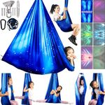 Sensory Swing for Kids and Adults Indoor & Outdoor Double Layer Therapy Cuddle Swing with 360° Swivel Hanger Kit for Calming Swing for Child (Star Blue)