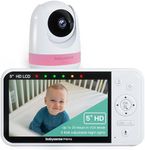 Babysense Prisma Baby Monitor with Camera and Audio, 5” HD Video Baby Monitor, 6-Color Night Light, Split Screen, Baby Sound Machine with White Noise & Lullabies, Secure No WiFi