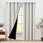 COLLACT 100% Boho Blackout Curtains for Bedroom 96 Inches Long Taupe on Beige Geometric Stripe Pattern Curtains for Living Room Thermal Insulated Room Darkening Drapes Grommet Window Curtains 2 Panels