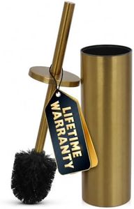 Toilet Bowl Brush and Holder Set, 15.9 in Matte Gold Stainless Steel