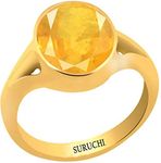 Suruchi Gems & Jewels Yellow Sapphire/Pukhraj 5.25 Ratti or 4.8 Carat Astrological Gemstone Panchdhatu 22K Gold Plated Ring for Men & Women