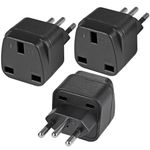 3-Pack UK to BRAZIL Plug Adapters Brazil Power Converter Grounded Universal Travel Adapter 3 Pin Brazil International Type N Plug (Black)