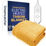 Dreamcatcher Gold Heated Throw Electric Blanket, 160 x 120cm Heated Blanket Machine Washable Soft Fleece Electric Throw Overblanket with 12HR Timer and 9x Control Heat Settings