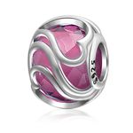 Heart Murano Glass Charms 925 Sterling Silver Radiant Love Crystal Beads Fits European Bracelet (Pink)