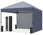 ABCCANOPY 3x3M Pop up Gazebo With Two Side Panels Upgraded Roller Bag, 4 Weight Bags, Stakes and Ropes (Grey)