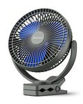 Koonie 10000mAh Rechargeable Portable Fan, 8 Inch Battery Operated Clip on Fan, USB Fan, 4 Speeds, Strong Airflow, Sturdy Clamp for Office Desk Golf Car Outdoor Travel Camping Tent Gym Treadmill