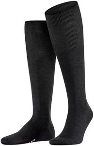 FALKE Men's Airport Knee-High Socks, Breathable, Merino Wool Cotton, Light Formal Socks, Work or Leisure Clothing, Black (Black 3000), 12.5-13.5, 1 Pair